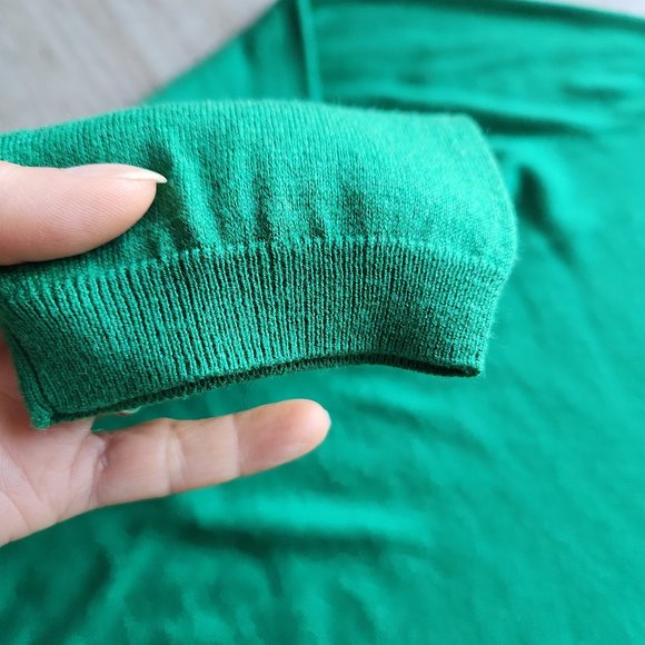 NWoT Kangra Silk Cotton Blend Sweater Pullover V-Neck Green - Picture 6 of 9